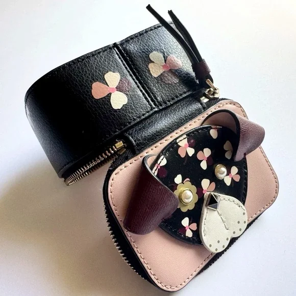 KATE SPADE Floral Cherrywood Puppy Dog Travel Jewelry Box - Picture 1 of 16